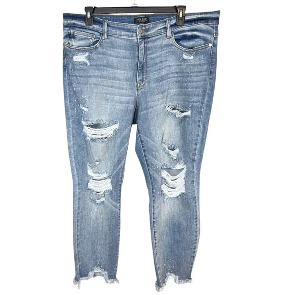 Judy Blue Monroe Mid Rise Ripped Boyfriend Fit Mom Jeans Size 20W - Picture 4 of 13